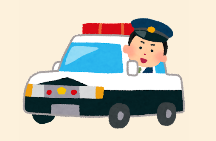 パトカーに乗った警察官のイラスト