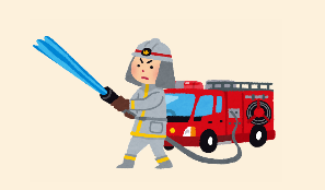 消火する消防士のイラスト