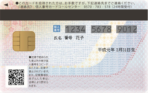 マイナンバーカード’（裏）