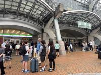 行橋駅にたくさんのホストファミリーが集まっていただきました