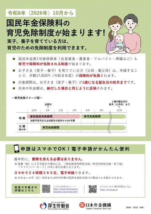 国民年金保険料　育児免除制度