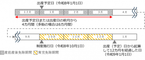 制度施行時点で1歳未満の場合（実母の場合）